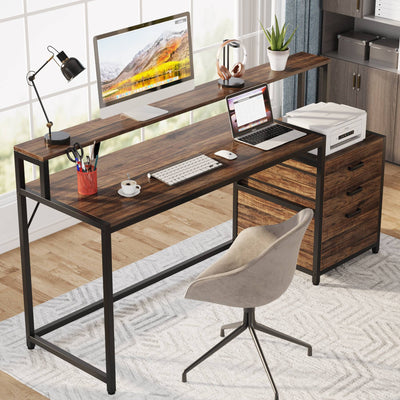 Preventa - Escritorio Industrial 160 CM Con Cajonera y Soporte Monitor - Spacemarket