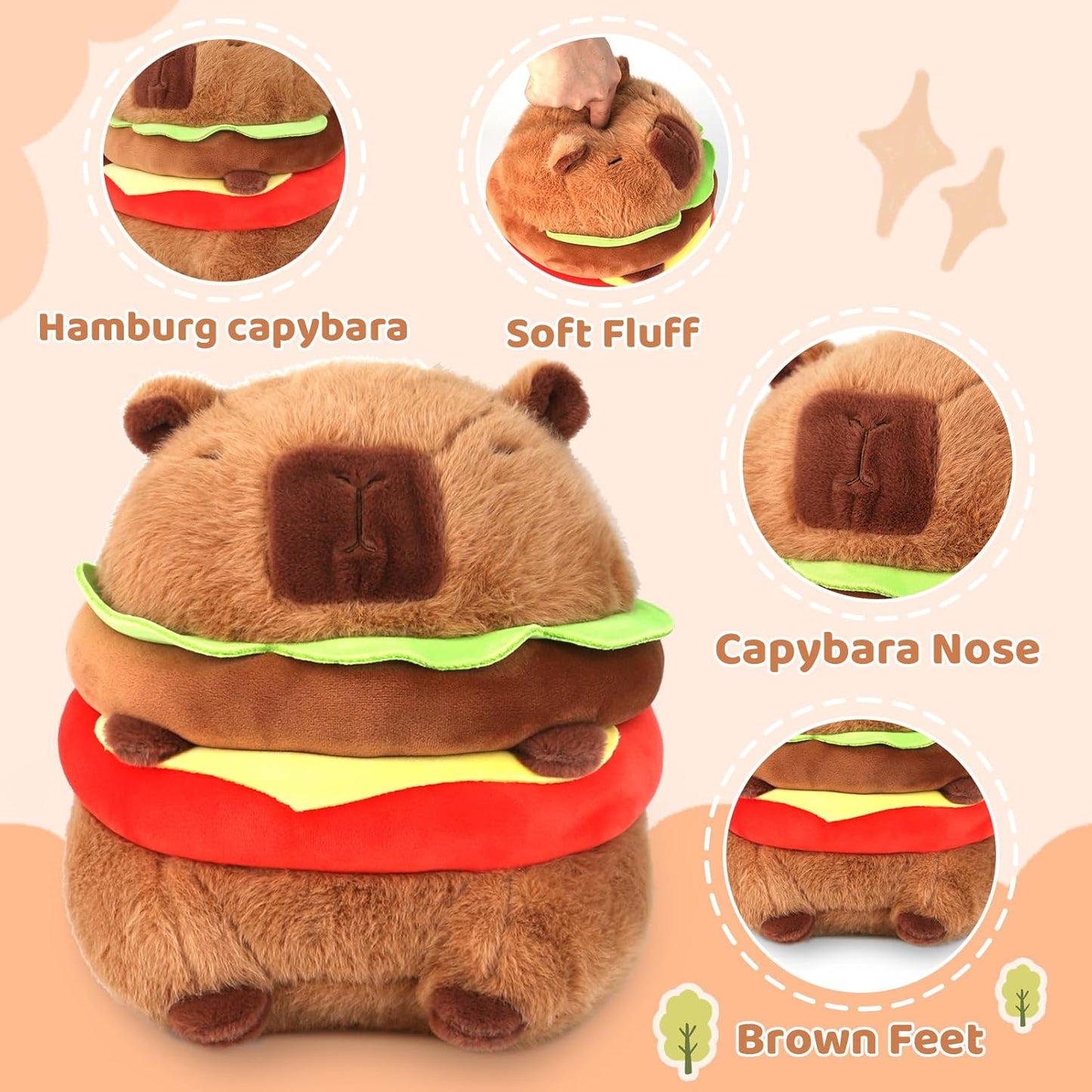 Peluche Capibara Hamburguesa Felpa Animal Kawaii - Spacemarket