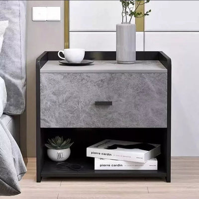Velador Cajon Mármol Mdf Negro - Spacemarket