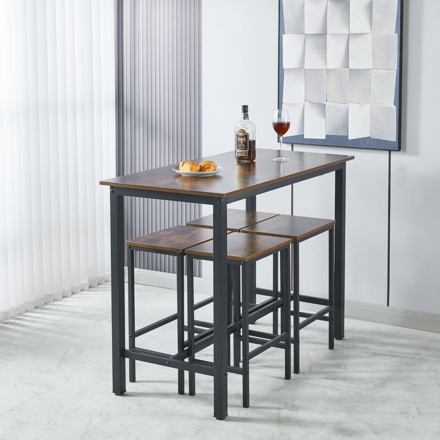 Set de comedor para cocina con pisos taburetes madera industrial - Spacemarket