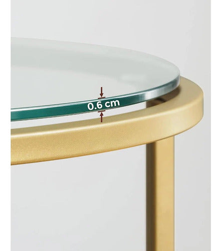 Mesa Auxiliar Redonda Vidrio Templado Dorada - Spacemarket
