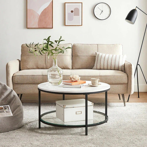 Mesa De Centro Living Blanco Marmolada - Spacemarket