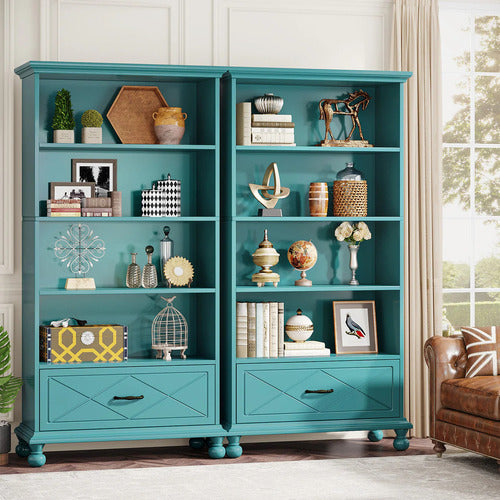 Mueble Estante Librero 5 Niveles Premium Azul Océano - Spacemarket
