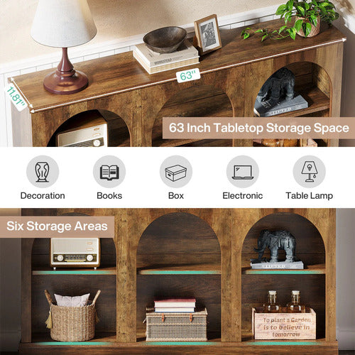 Mueble Arrimo Recibidor Rústico Premium 6 Compartimientos - Spacemarket