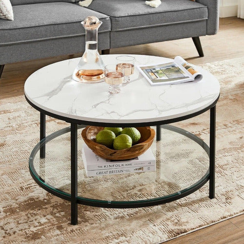 Mesa De Centro Living Blanco Marmolada - Spacemarket