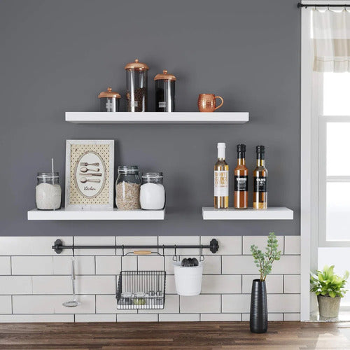 Repisa Flotante Blanco Mdf 80 X 20 X 3,8 Cm Gran Calidad - Spacemarket