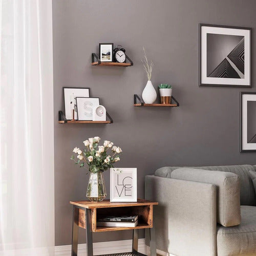 Set X3 Repisas Flotantes De Madera Estilo Industrial - Spacemarket