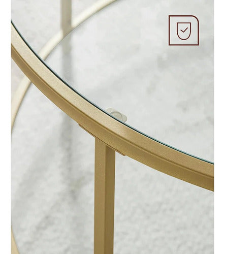 Mesa Auxiliar Redonda Vidrio Templado Dorada - Spacemarket