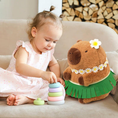 Peluche Capibara Felpa Grande 35 Cm Con Falda Hawaii Flor - Spacemarket