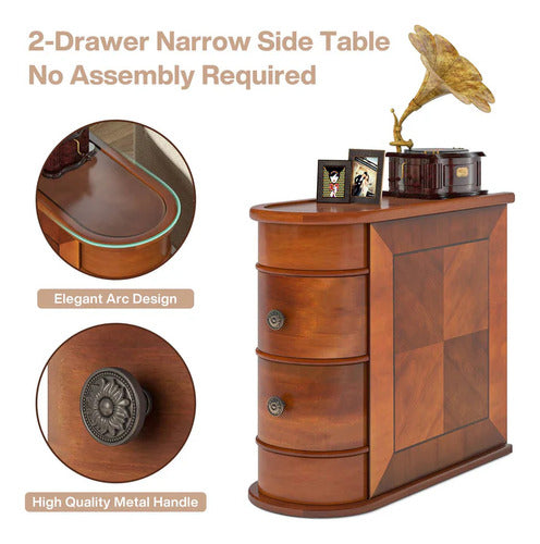 Velador Mesa Auxiliar 2 Cajones Elegante Clásico Premium - Spacemarket