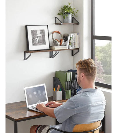 Set X3 Repisas Flotantes De Madera Estilo Industrial - Spacemarket