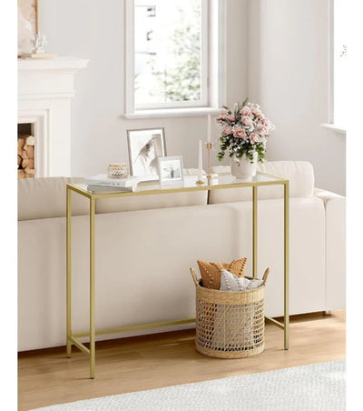 Mueble Recibidor Arrimo De Vidrio Dorado - Spacemarket