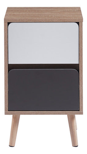 Velador Blanco Estilo Nórdico 2 Cajones - Spacemarket