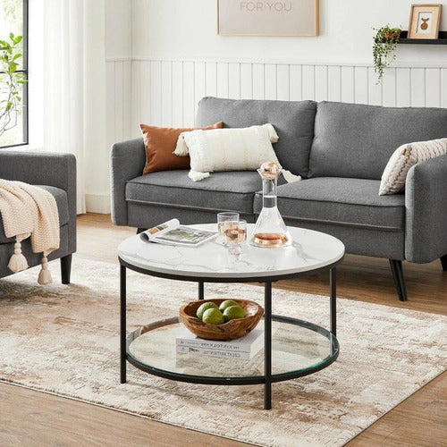 Mesa De Centro Living Blanco Marmolada - Spacemarket