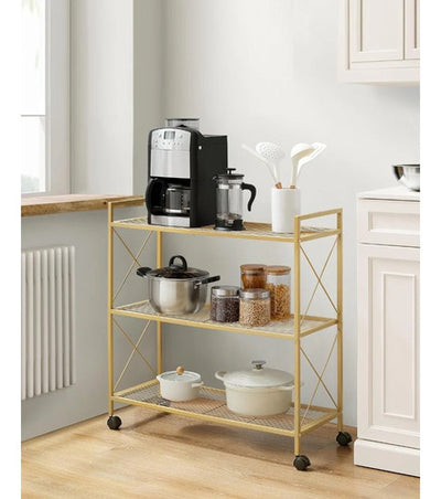 Carro Bar Organizador Dorado Metalico Acero 3 Niveles - Spacemarket