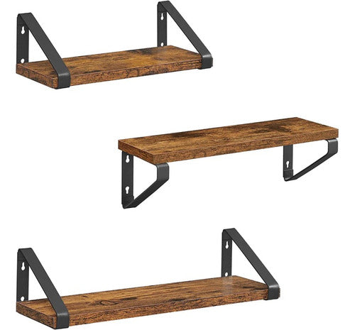 Set X3 Repisas Flotantes De Madera Estilo Industrial - Spacemarket