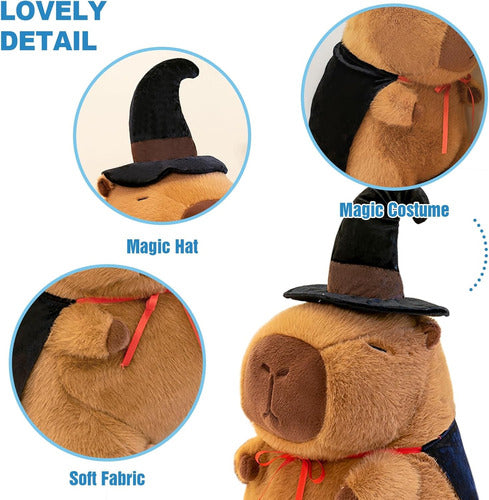 Peluche Capibara Grande 35 Cm Mago Magico Capa Y Gorro - Spacemarket