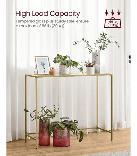 Mueble Recibidor Arrimo De Vidrio Dorado - Spacemarket