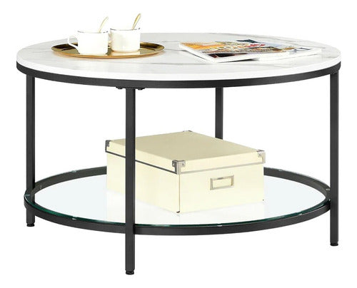 Mesa De Centro Living Blanco Marmolada - Spacemarket