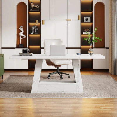 Escritorio Ejecutivo Blanco Estilo Mármol Premium Lujo - Spacemarket