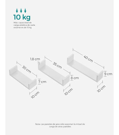 Set X3 Repisa Flotante Blanco - Spacemarket