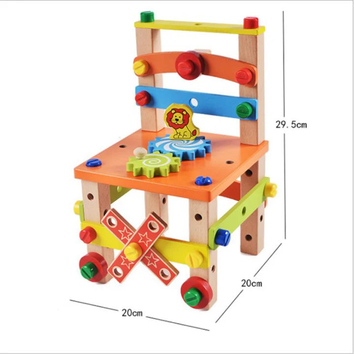 Juguete Didáctico Silla Madera Construccion Herramientas - Spacemarket