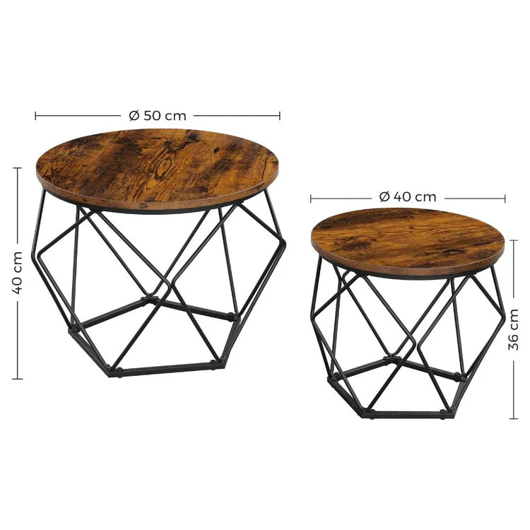 Set 2 Mesas Centro Hexagonal Tipo Araña Estilo Industrial - Spacemarket