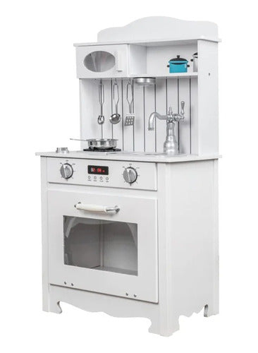 Cocina De Madera Vintage Para Niños Con Accesorios 91 Cm - Spacemarket