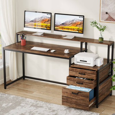 Preventa - Escritorio Industrial 160 CM Con Cajonera y Soporte Monitor