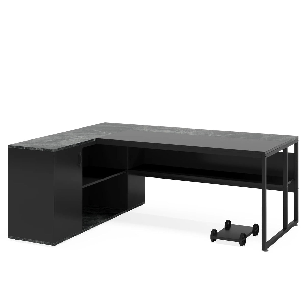 Preventa - Escritorio Ejecutivo Negro 180 Cm  En L Tipo Marmol Premium