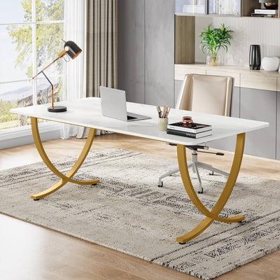 Preventa - Escritorio Estilo Mármol Base Dorada 160 CM Prémium