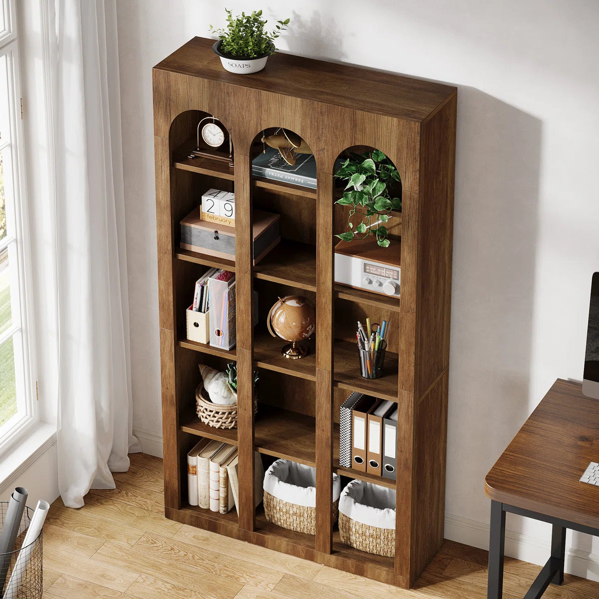 PREVENTA - Mueble Estante Librero Biblioteca Forma Arqueada Premium - Spacemarket