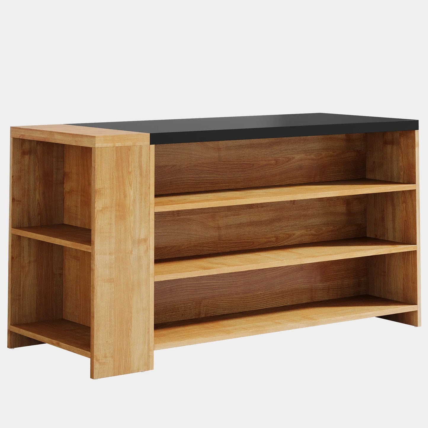 Mesa Isla Bar Cocina 140 Cm 5 Estantes Premium Marrón Claro - Spacemarket