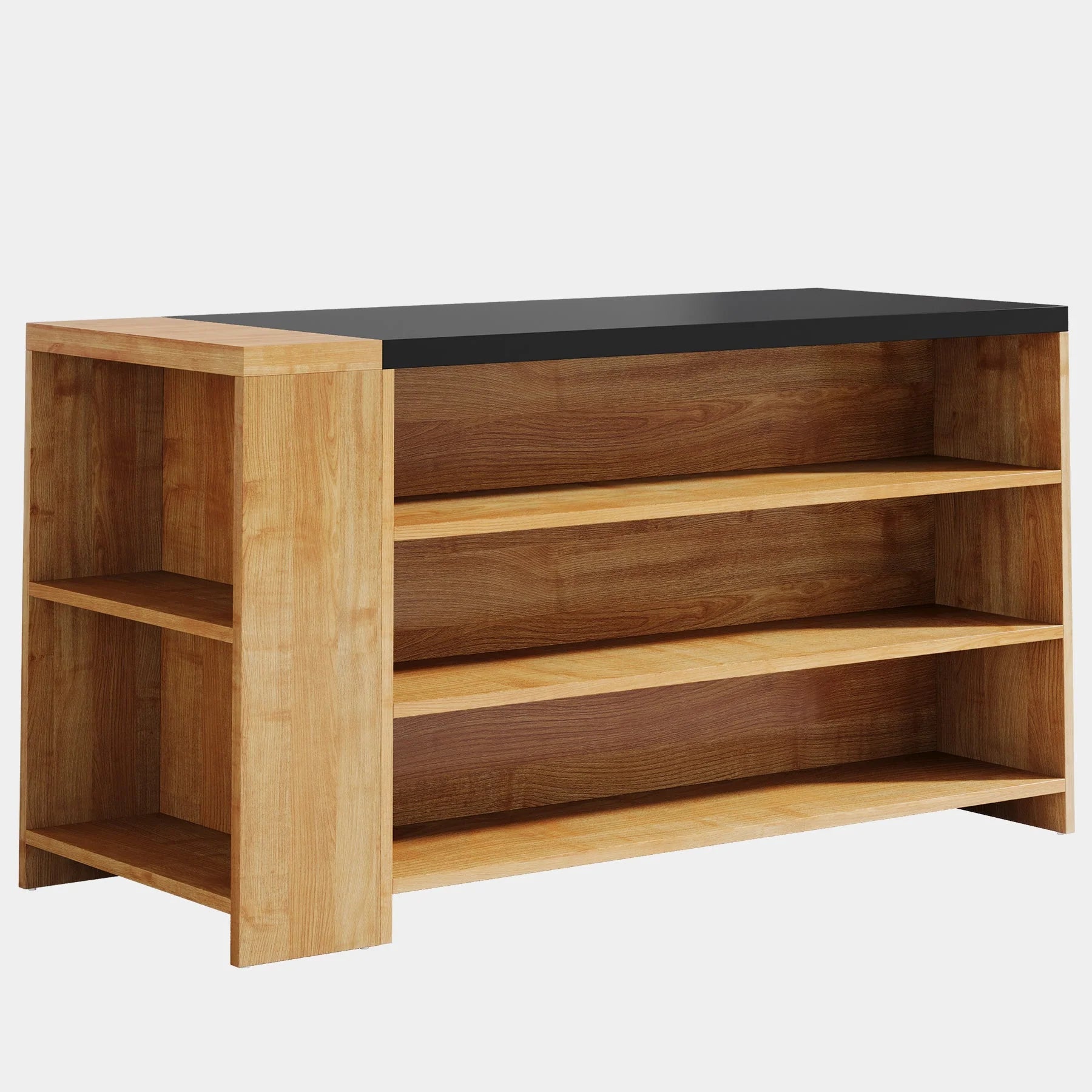 Mesa Isla Bar Cocina 140 Cm 5 Estantes Premium Marrón Claro - Spacemarket