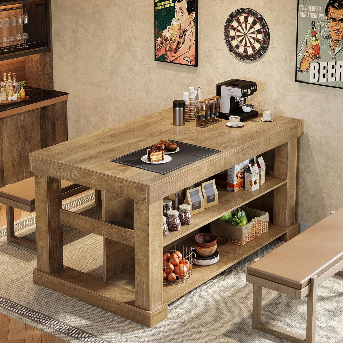 Preventa - Mueble Isla Cocina Premium Diseño Rustico 140 CM - Spacemarket