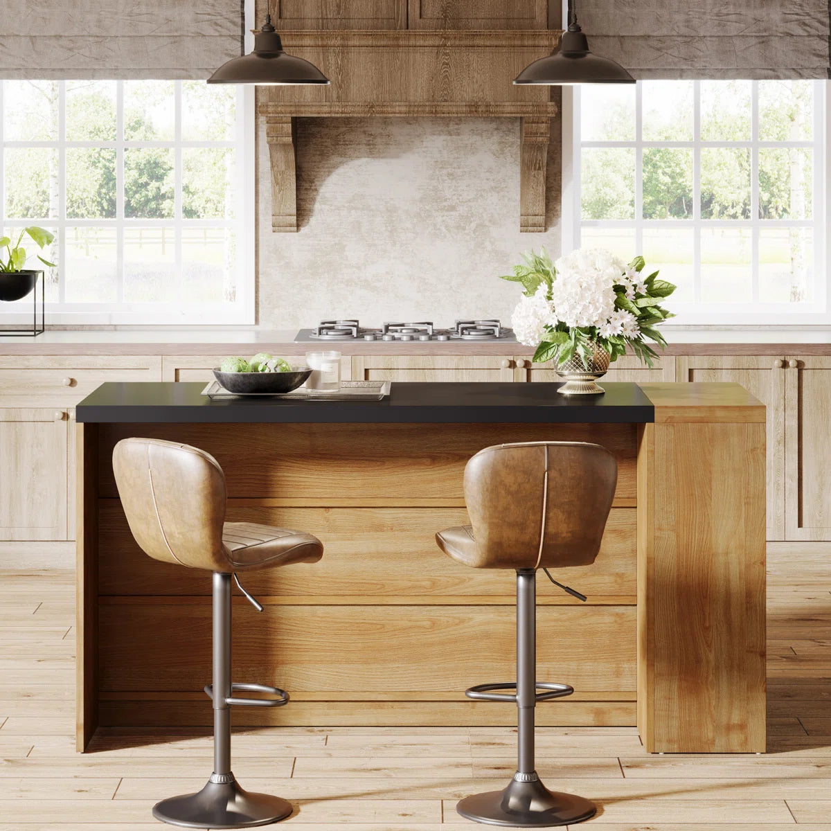 Mesa Isla Bar Cocina 140 Cm 5 Estantes Premium Marrón Claro - Spacemarket