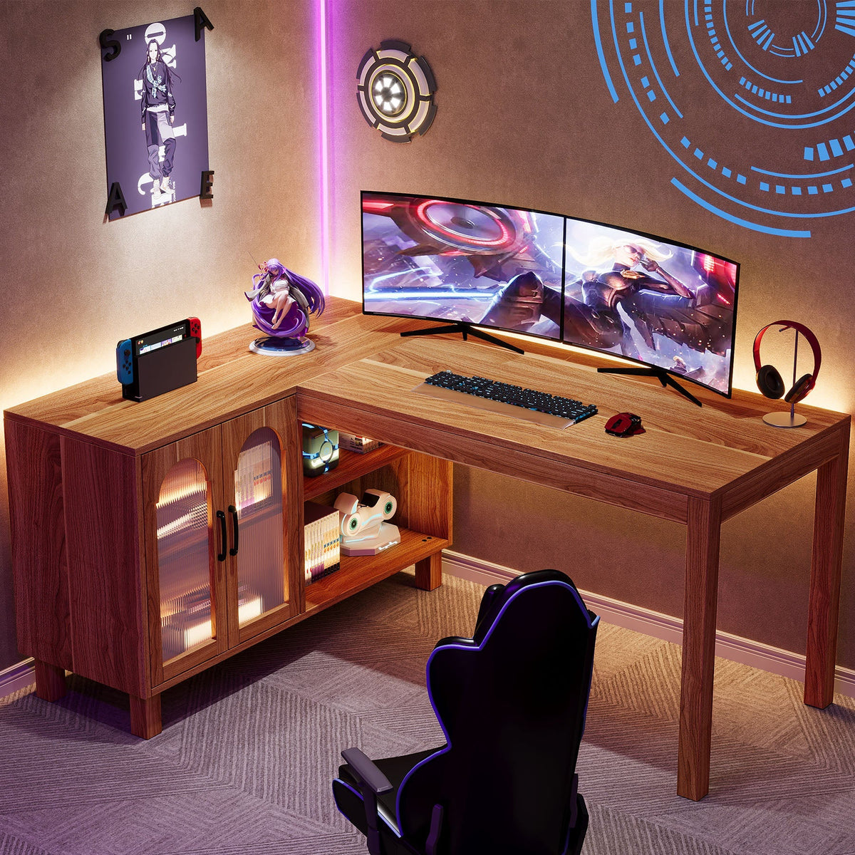 Preventa - Escritorio Estilo Rustico En L 150 CM Con Cajonera Acabado Madera - Spacemarket