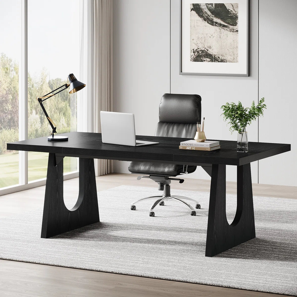 Escritorio Ejecutivo Negro Premium Elegante 180 Cm - Spacemarket