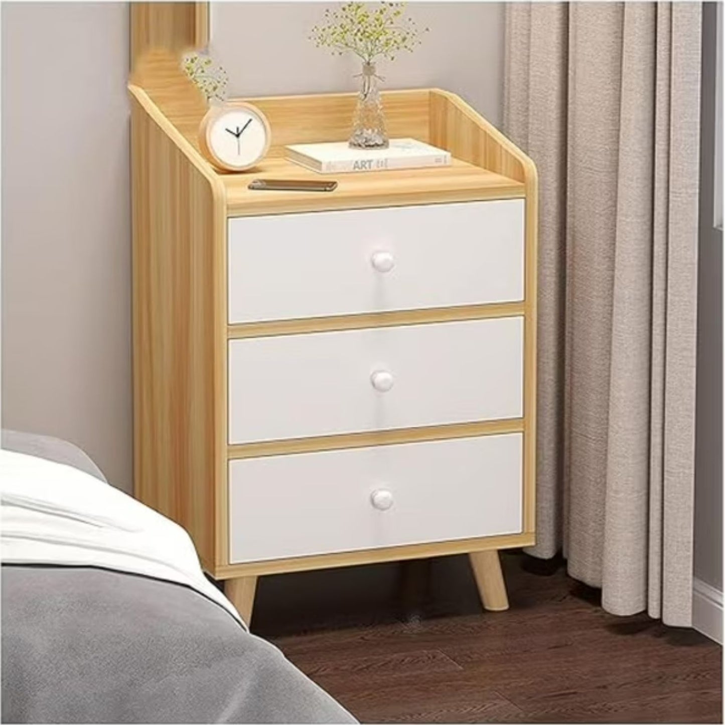 Velador Café 3 Cajones Mdf - Spacemarket