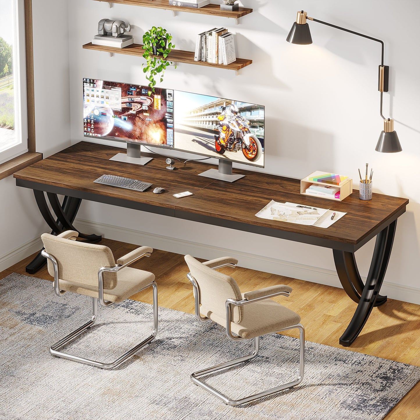 Escritorio Industrial Premium Grande 200 Cm Para 2 Personas