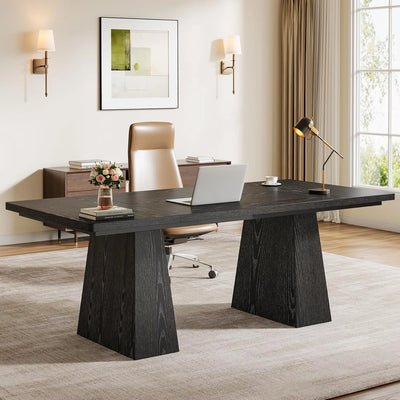 Preventa - Escritorio Ejecutivo Negro Elegante Lujo Patas De Madera - Spacemarket