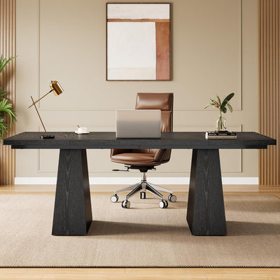 Preventa - Escritorio Ejecutivo Negro Elegante Lujo Patas De Madera - Spacemarket