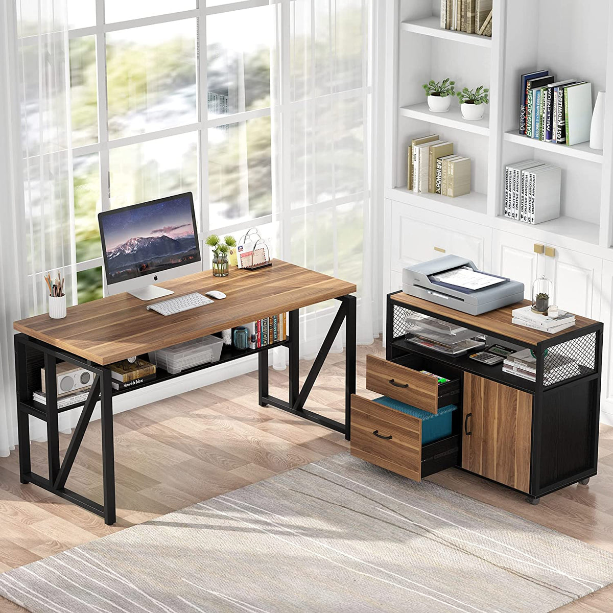 Preventa - Escritorio Ejecutivo En L 140 Cm Modular Cajonera Reversible