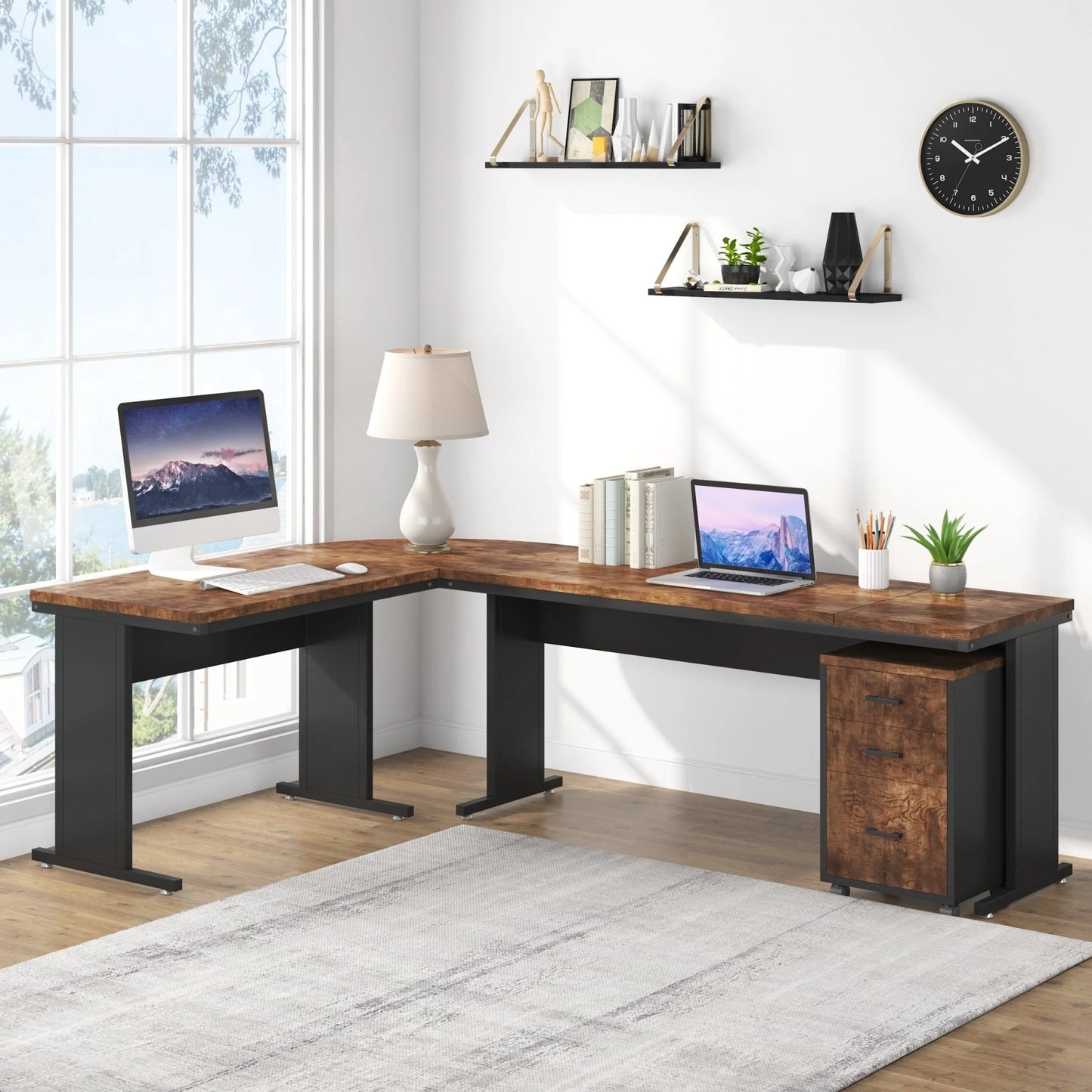 PREVENTA - Escritorio Ejecutivo En L 210 Cm Con Gabinete Premium - Spacemarket