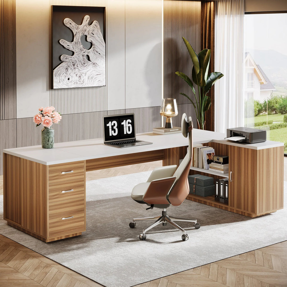 Preventa - Escritorio Ejecutivo Premium En L 218 CM Con Cajoneras - Spacemarket