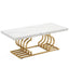 PREVENTA - Mesa de Centro Estilo Marmol Blanco Base Dorada