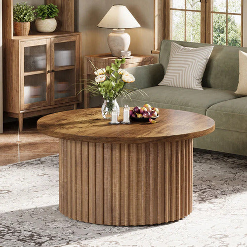Mueble Mesa De Centro Redonda Moderno Rustico Premium - Spacemarket