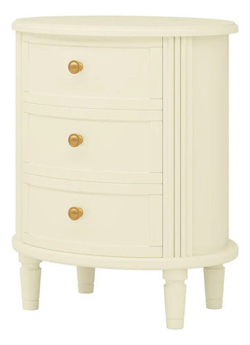 Velador Madera Blanco De Lujo Clásico 3 Cajones