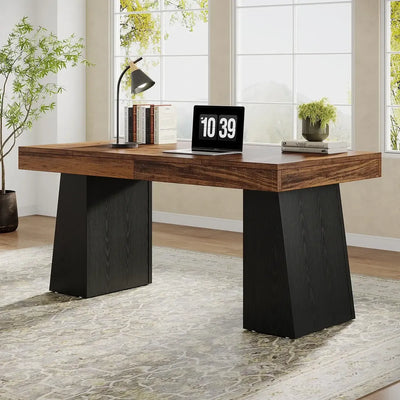 Escritorio Ejecutivo Bicolor Base Pedestal Premium 140 Cm Marrón