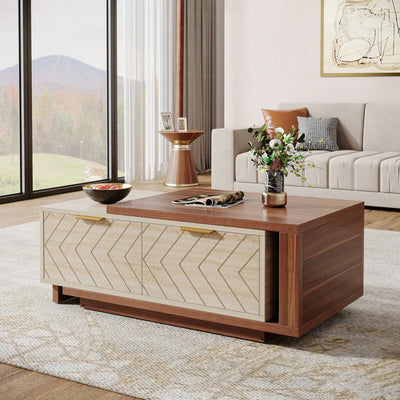 Mesa De Centro Extensible De Lujo 2 Cajones